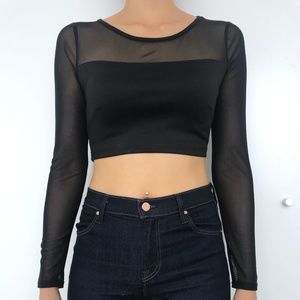 Black Mesh Crop Top